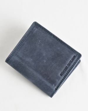 Hyde [Sleek Series] Men’s Original Leather Wallet (Rugged Blue)