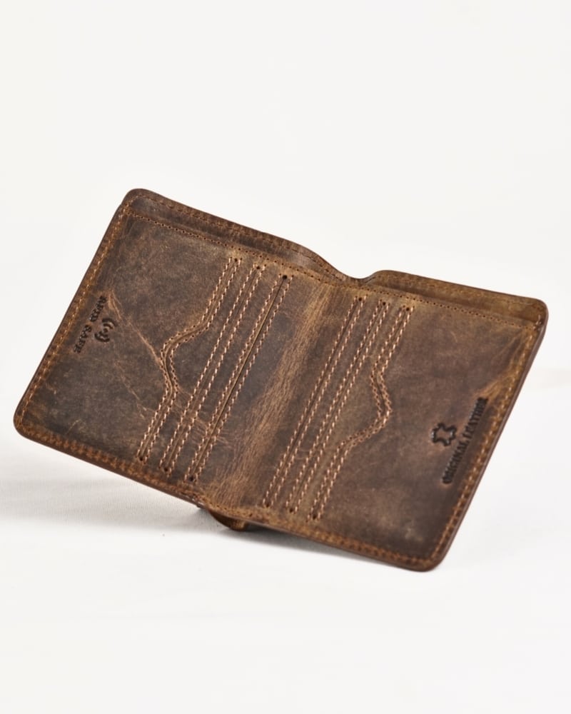Boston - Men’s Original Leather Minimalist Wallet (Rugged Brown)