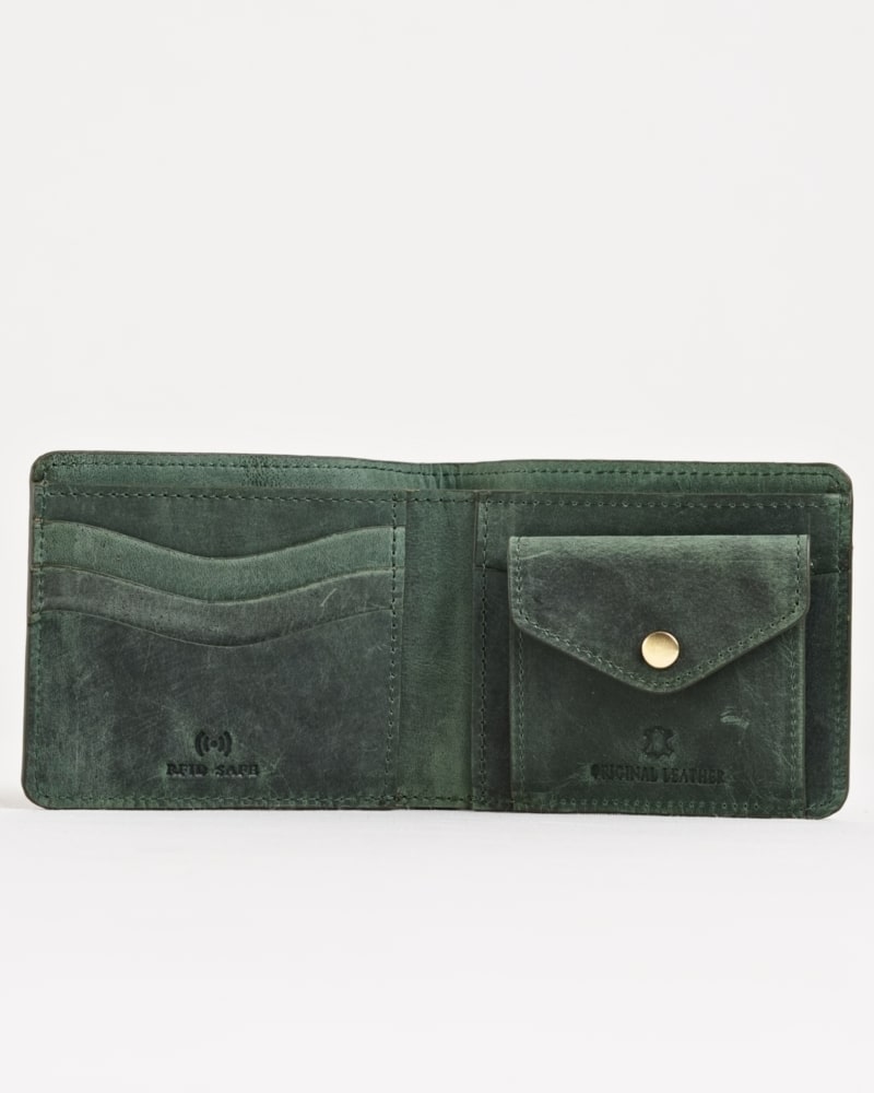 Broadway - Men’s Original Leather Minimalist Wallet (Rugged Green)